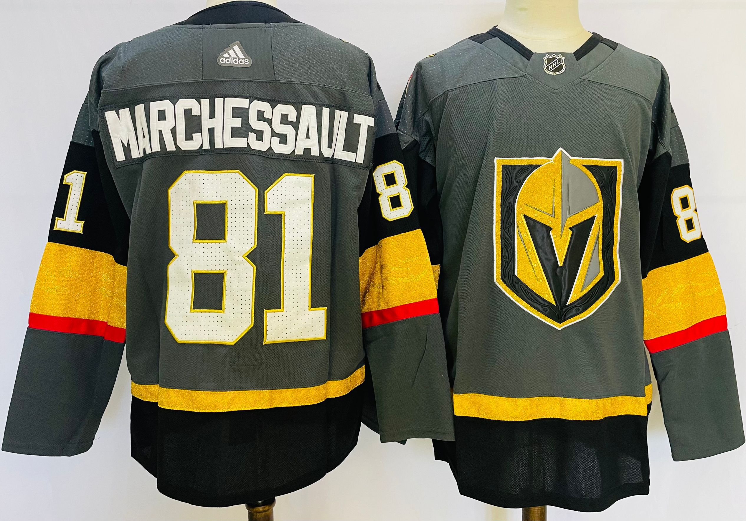 Men Vegas Golden Knights 81 Marchessault Grey Authentic Stitched 2022 Adidas NHL Jersey
